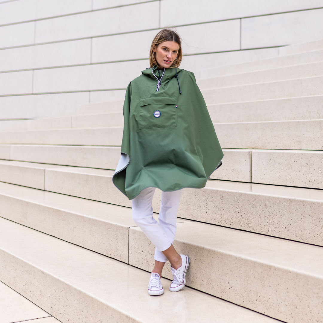 Cape de pluie vélo - polyester 100% recyclé - Cap Vert